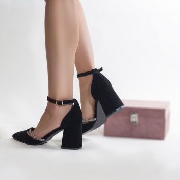 Γυναικεία παπούτσια eco suede μαύρο σκουριά - Img 4