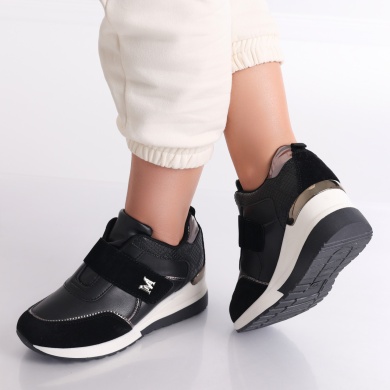 Γυναικεία sneakers πλατφόρμα Blackri από οικολογικό δέρμα Bareni - Img 4
