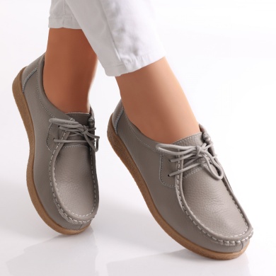 Κυρίες casual παπούτσια Γκρι φυσικό δέρμα lucy