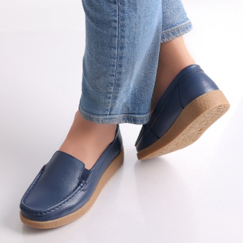 Κυρίες casual παπούτσια navy blue φυσικό δέρμα Danina - Img 4