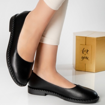 Μαύρες γυναικείες μπαλαρίνες roi eco leather