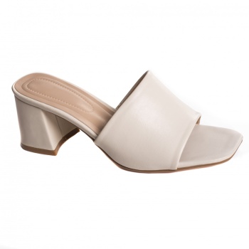 Παντόφλες με τακούνι cruella μπεζ eco leather - Img 4