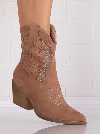 Botine dama Camel din Piele Ecologica Intoarsa Jemina - Img 2