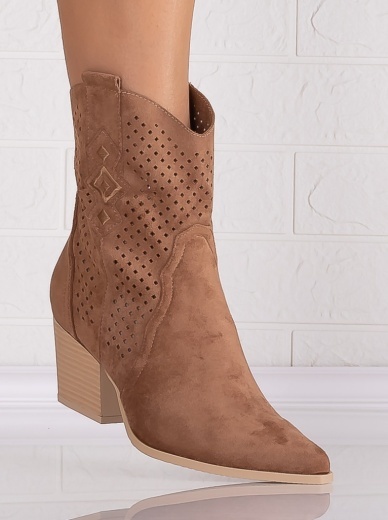 Botine dama Camel din Piele Ecologica Intoarsa Jure