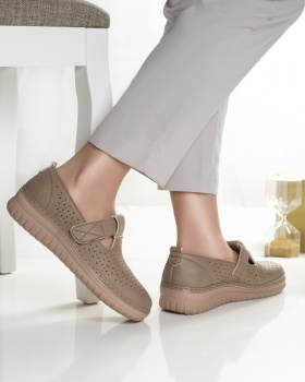 Casual χακί γυναικεία παπούτσια από eco leather maliza - Img 2