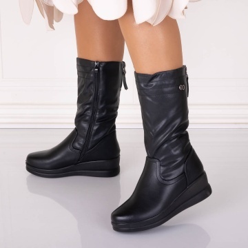 Cizme Dama Imblanite Negre din Piele Ecologica Arneta