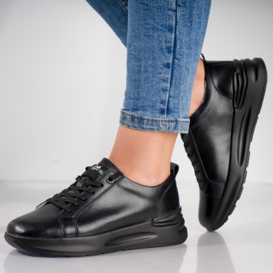 Edaro Ladies' Μαύρο Φυσικό Δερμάτινο Αθλητικό Παπούτσι - Img 6