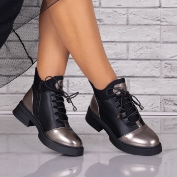 Ghete Dama Imblanite Gri din Piele Ecologica Nolana