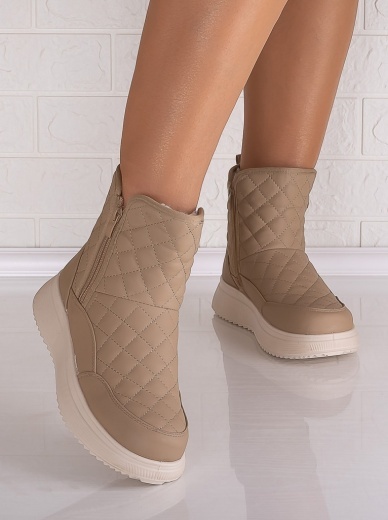 Ghete Dama Imblanite Khaki din Piele Ecologica Xelina - Img 4