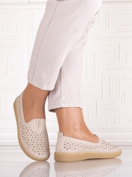 Pantofi casual Bej dama din Piele Ecologica Belvina - Img 2