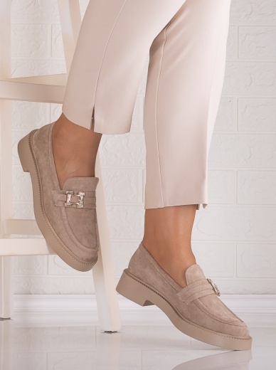 Pantofi dama casual Bej din Piele Ecologica Intoarsa Zawina - Img 2