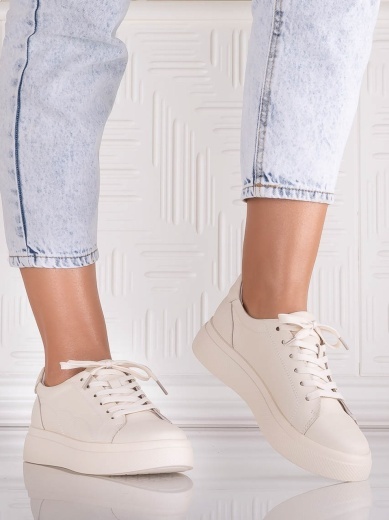 Pantofi dama casual Bej din Piele Naturala Carisna - Img 4