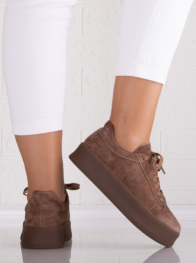 Pantofi dama casual Camel din Piele Naturala Intoarsa Semila - Img 5