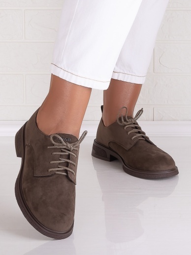 Pantofi dama casual Khaki din Piele Ecologica Intoarsa Surana