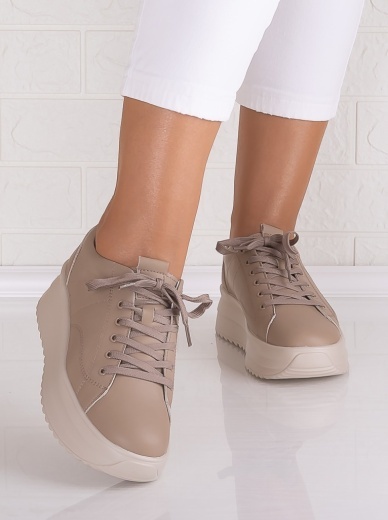 Pantofi dama casual Khaki din Piele Naturala Shula - Img 5