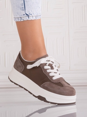 Pantofi dama casual Maro din Piele Naturala Intoarsa si textil Narella