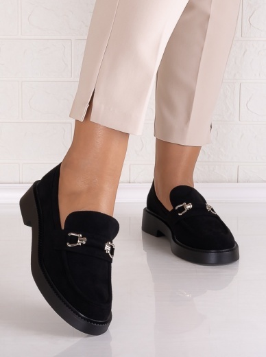 Pantofi dama casual Negri din Piele Ecologica Intoarsa Rashida - Img 4