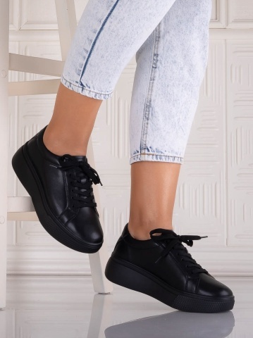 Pantofi dama casual Negri din Piele Naturala Aziva