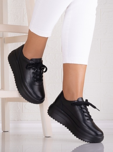 Pantofi dama casual Negri din Piele Naturala Lerana - Img 4