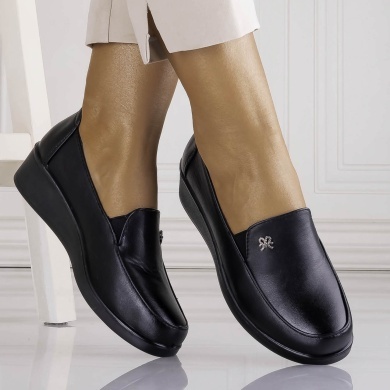 Pantofi dama cu platforma Negri din Piele Ecologica Aosima - Img 3