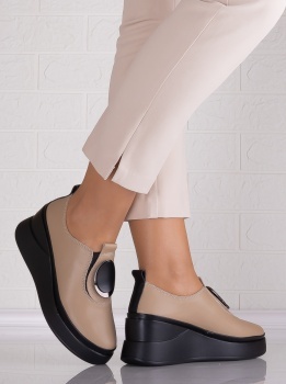 Papuci dama cu platforma Kaki din Piele Naturala Armane - Img 4