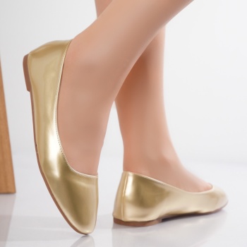 Ranela Ladies' Golden Organic Leather Μπαλαρίνες από οργανικό δέρμα με λάκα - Img 4