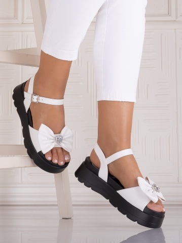 Sandale damă Albe din piele Ecologica Denisse