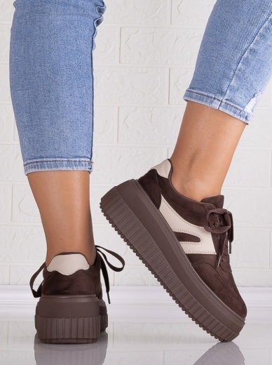 Sneakers dama cu platforma Maro din Piele Ecologica Intoarsa Nevasa - Img 6