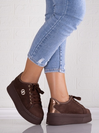 Sneakers dama cu platforma Maro din Piele Ecologica Intoarsa Zenda - Img 2