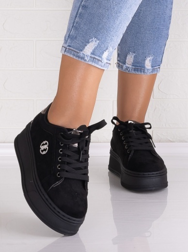 Sneakers dama cu platforma Negri din Piele Ecologica Intoarsa Zenda - Img 5