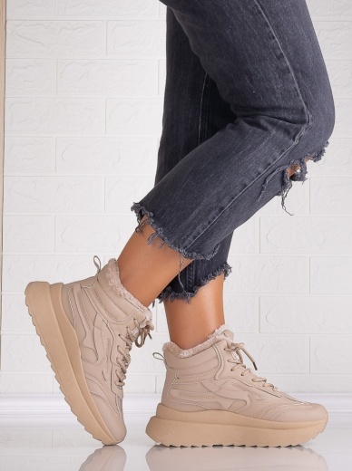Sneakers dama Imblaniti Bej din Piele Ecologica Kandela - Img 4