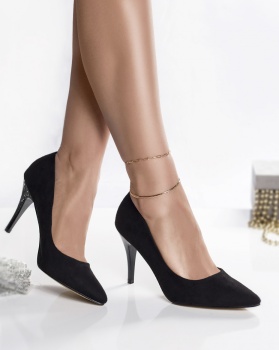 Γυναικεία μαύρα παπούτσια eco leather turned rogin