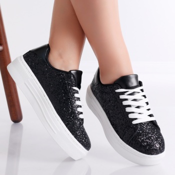 Γυναικεία μαύρα sneakers από την Textil Saders - Img 2