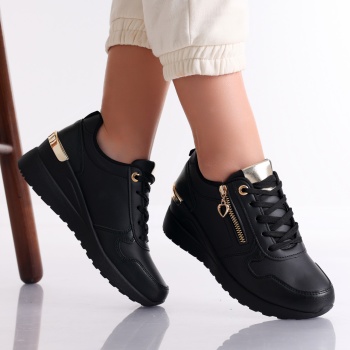 Γυναικεία sneakers με πλατφόρμα Μαύρα σε Solita Eco Leather - Img 2