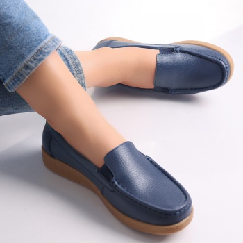 Κυρίες casual παπούτσια navy blue φυσικό δέρμα Danina - Img 5