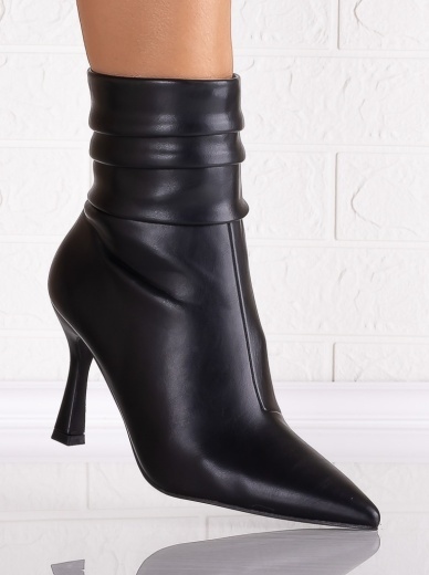 Botine Dama cu toc Negre din Piele Ecologica Uvelia - Img 2