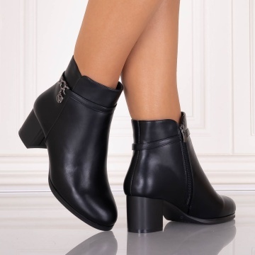 Botine Dama Imblanite Negre din Piele Ecologica Almaria