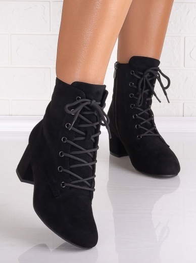 Botine Dama Imblanite Negre din Piele Ecologica Intoarsa Floreva - Img 4
