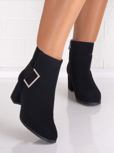 Botine Dama Imblanite Negre din Piele Ecologica Intoarsa Hanoia