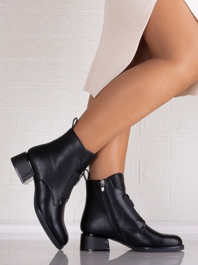 Botine dama Imblanite Negre din Piele Ecologica Rosania - Img 4