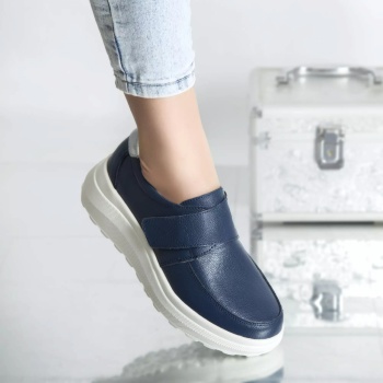 Casual παπούτσια demi navy φυσικό δέρμα - Img 2