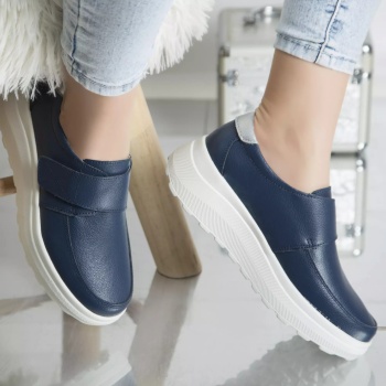 Casual παπούτσια demi navy φυσικό δέρμα - Img 4