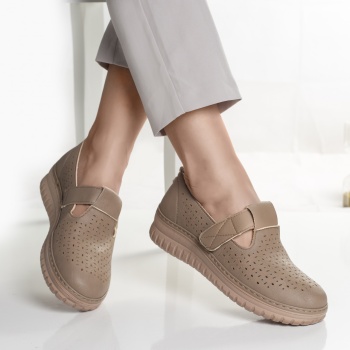 Casual χακί γυναικεία παπούτσια από eco leather maliza - Img 3