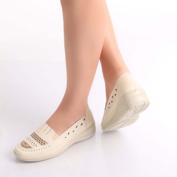 Dameo γυναικεία μπεζ Eco Leather Casual παπούτσια - Img 4
