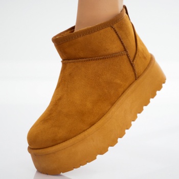 Gargs Ladies Camel Woven Organic Leather μπότες από βιολογικό δέρμα