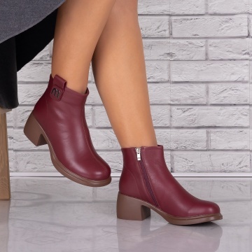 Ghete dama Bordo din Piele Naturala Eusebia