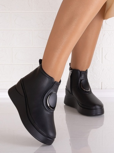 Ghete dama cu platforma Negre din Piele Naturala Adaria - Img 3