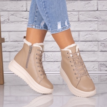 Ghete dama Imblanite Kaki din Piele Naturala Weber