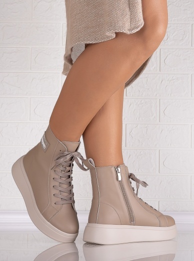 Ghete dama Imblanite Khaki din Piele Naturala Levela - Img 4