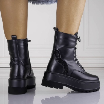 Ghete Dama Imblanite Negre din Piele Ecologica Svenya